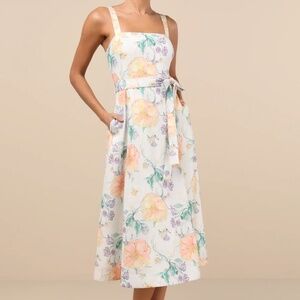 Lulus Floral Sleeveless Midi Dress - Size XXL - NWT